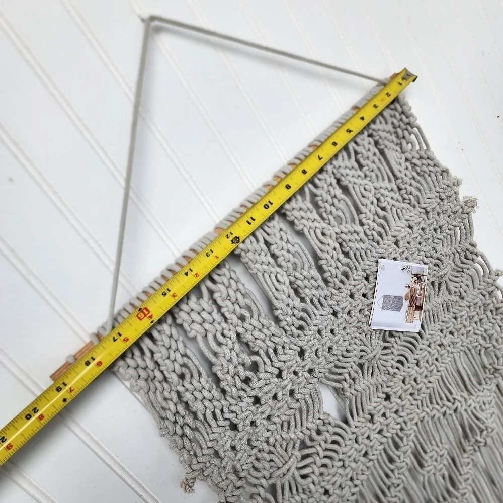 NWT Macrame Wall Hanging Boho Decor Wood Dowel Rod Knots 70's Hippie 17